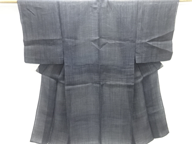 JAPANESE KIMONO / ANTIQUE MENS KIMONO / NOTO JOFU / WOVEN STRIPE